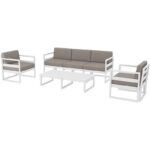 MYKONOS SET 3ΘΕΣ.WHITE/ΜΑΞ. LIGHT BROWN(3ΘΕΣ.+2ΠΟΛ.+ΤΡΑΠ 130εκ.)