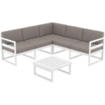 MYKONOS ΓΩΝΙΑ SET WHITE/ΜΑΞ. L.BROWN ΠΟΛ/ΝΙΟΥ (+ΤΡΑΠ.65εκ.)