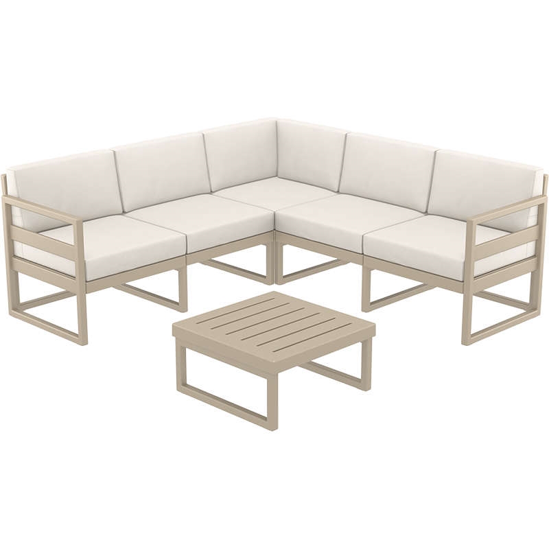 0007356 MYKONOS ΓΩΝΙΑ SET TAUPE/ΜΑΞ. BEIGE ΠΟΛ/ΝΙΟΥ (+ΤΡΑΠ.65εκ.) - Image 1