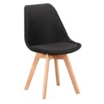 Καρέκλα Τραπεζαρίας Ξύλινη 4τμχ Billy Black Ύφασμα 49x55x83εκ.