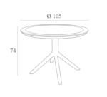SKY WHITE Φ105X74εκ. ΤΡΑΠΕΖΙ ΠΟΛ/ΝΙΟΥ - Image 3