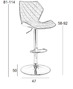 Σκαμπό Μπάρ 2τμχ Bar90 Γκρί Ύφασμα 47x50x114εκ. - Image 2