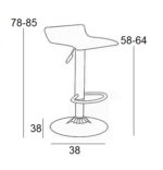 Σκαμπό Μπάρ 2τμχ Bar3 Μαύρο Pvc 38x38x85εκ. - Image 2