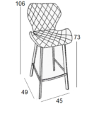 Σκαμπό Μπάρ 2τμχ Martin 73εκ. Μαύρο Ύφασμα 45x49x73-106εκ. - Image 2