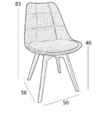 Καρέκλα Τραπεζαρίας Ξύλινη 4τμχ Bianca Black Ύφασμα 50x56x46-83εκ. - Image 2