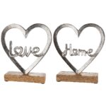 Διακοσμητικό ArteLibre Καρδιά 'Home/Love' Σε Βάση Ασημί Αλουμίνιο/Ξύλο 6x18x16cm Σε 2 Σχέδια - 1 τεμ. - Image 2