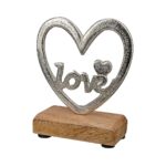 Διακοσμητικό ArteLibre Καρδιά 'Love' Σε Βάση Ασημί/Φυσικό Αλουμίνιο/Ξύλο 5x11.5x14cm - 1 τεμ.