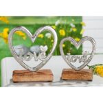 Διακοσμητικό ArteLibre Καρδιά 'Love' Σε Βάση Ασημί/Φυσικό Αλουμίνιο/Ξύλο 5x15.5x18cm - 1 τεμ. - Image 2