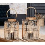 Φανάρι ArteLibre Φυσικό/Μαύρο Rattan/Μέταλλο 33cm - 1 τεμ. - Image 2