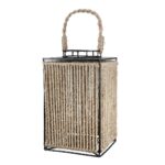 Φανάρι ArteLibre Μαύρο/Φυσικό Μέταλλο/Σχοινί 18x18x30cm - 1 τεμ.