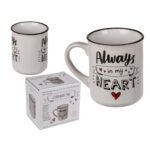 Κούπα ‘Always In My Heart’ Λευκό/Μαύρο Κεραμικό 250ml - 1 τεμ.