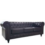 Καναπές Τριθέσιος ArteLibre AVERY Σκούρο Καφέ PU 208x90x73cm - 1 τεμ.