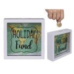 Κουμπαράς 'Holiday Fund' Με Σχέδιο Παγκόσμιο Χάρτη Λευκό Πλαστικό 15cm - 1 τεμ.