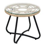 Τραπέζι Κήπου ArteLibre HOWARD Φυσικό/Μαύρο Μέταλλο/Rattan Φ45x40cm - 1 τεμ. - Image 2
