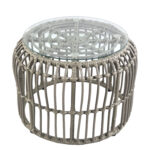 Τραπεζάκι Κήπου ArteLibre ALBIUS Γκρι Rattan/Μέταλλο/Γυαλί Φ50x35cm - 1 τεμ.