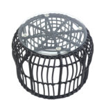 Τραπεζάκι Κήπου ArteLibre ALBIUS Μαύρο Rattan/Μέταλλο/Γυαλί Φ50x35cm - 1 τεμ. - Image 2