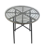 Τραπέζι Κήπου ArteLibre APPIUS Γκρι/Μαύρο Μέταλλο/Rattan/Γυαλί 70x70x74cm - 1 τεμ. - Image 2