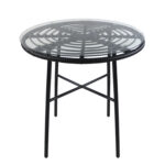 Τραπέζι Κήπου ArteLibre APPIUS Μαύρο Μέταλλο/Rattan/Γυαλί 70x70x74cm - 1 τεμ.