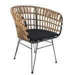 Καρέκλα Κήπου ArteLibre AULIUS Φυσικό/Μαύρο Μέταλλο/Rattan 57x60x78.5cm - 1 τεμ.