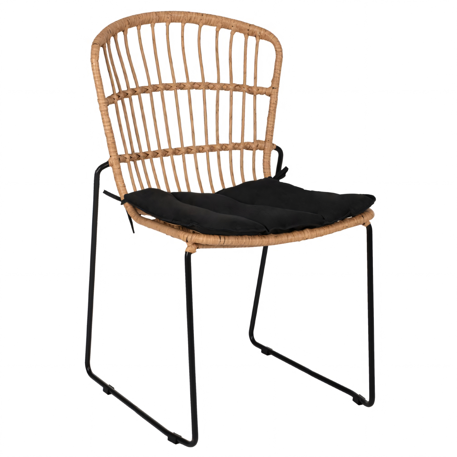 14510060 Καρέκλα Κήπου ArteLibre ALFENUS Φυσικό/Μαύρο Rattan/Μέταλλο 50x55x84cm - 1 τεμ. - Image 1