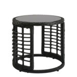 Τραπεζάκι Κήπου ArteLibre AURIUS Μαύρο Rattan/Γυαλί Φ45x40cm - 1 τεμ.