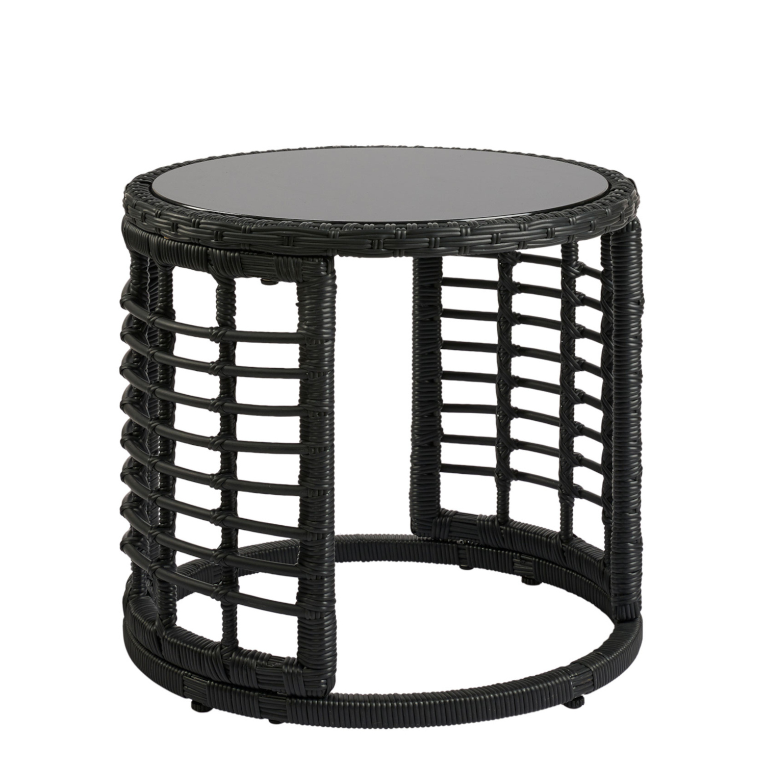 14510063 Τραπεζάκι Κήπου ArteLibre AURIUS Μαύρο Rattan/Γυαλί Φ45x40cm - 1 τεμ. - Image 1