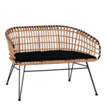 Καναπές Κήπου ArteLibre ARVENIUS Φυσικό/Μαύρο Rattan 124x57x77cm - 1 τεμ.