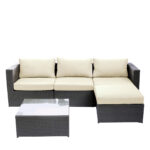 Σετ Σαλόνι Κήπου ArteLibre HAITI Σκούρο Γκρι Μέταλλο/Rattan 3θ. Καναπές+Τραπεζάκι+Υποπόδιο - 1 τεμ.