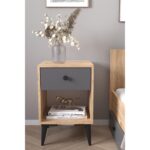 Κομοδίνο ArteLibre AMARI Δρυς/Ανθρακί Μοριοσανίδα 43x43x67.5cm - 1 τεμ. - Image 3