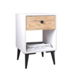 Κομοδίνο ArteLibre AMARI Λευκό/Δρυς Μοριοσανίδα 43x43x67.5cm - 1 τεμ.