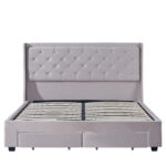 Κρεβάτι Διπλό ArteLibre ANNONA Ivory Βελούδο 217x175x117.5cm (Στρώμα 160x200cm) - 1 τεμ. - Image 3