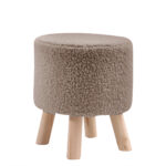 Σκαμπό ArteLibre CATTLEYA Με Ξύλινα Πόδια Καφέ Ύφασμα Cashmere 35x35x40cm - 1 τεμ.