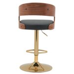 Σκαμπό Bar ArteLibre SINDRI Μαύρο/Καφέ Ξύλο/PU/Αλουμίνιο 48x49x91-112cm - 1 τεμ. - Image 4
