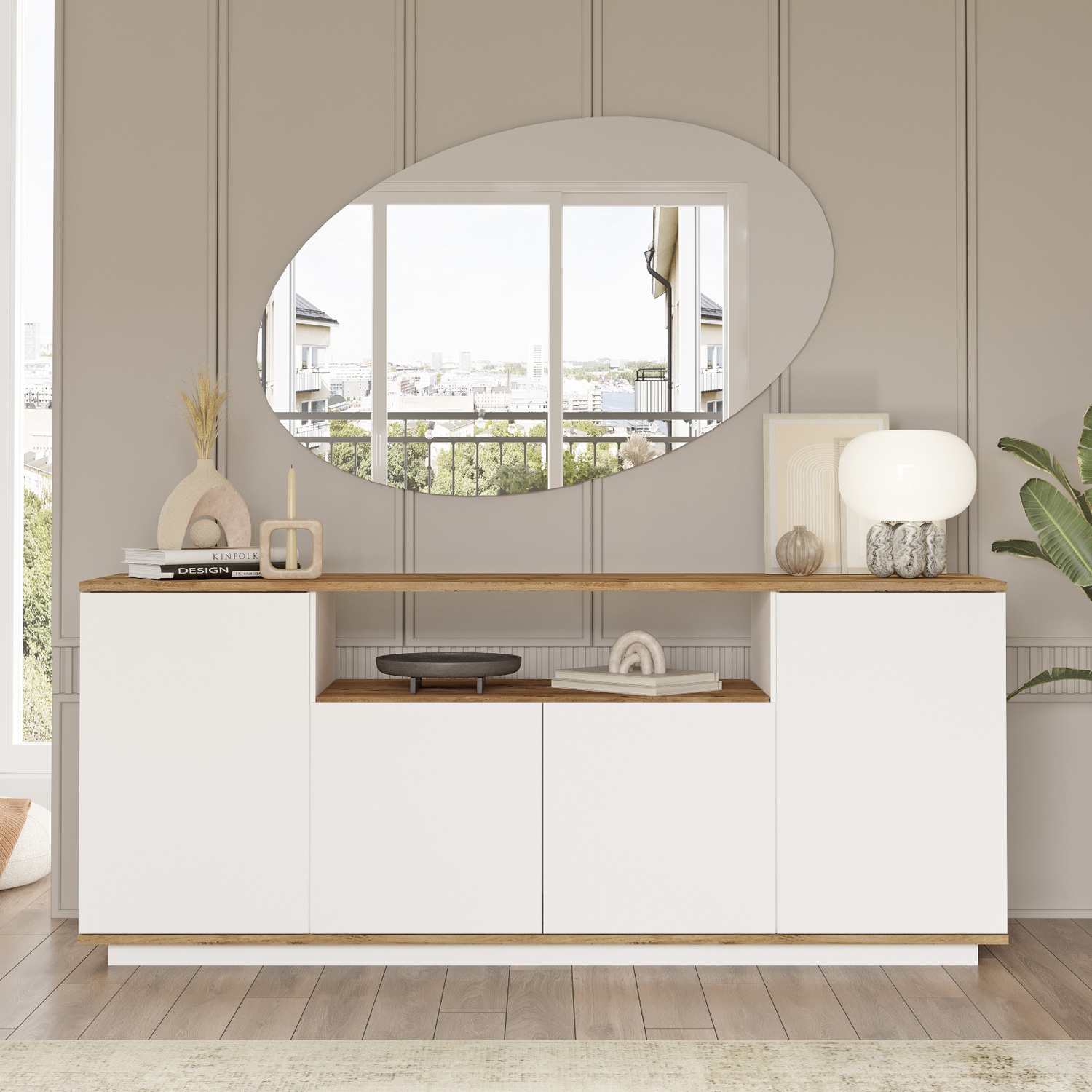 15350076 Μπουφές ArteLibre BOWES Πεύκο/Λευκό Μοριοσανίδα 180x44.5x75cm - 1 τεμ. - Image 1