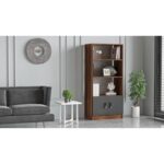 Βιβλιοθήκη ArteLibre EDGWARE Baroque/Ανθρακί Μοριοσανίδα 63.6x37.6x140cm - 1 τεμ. - Image 4