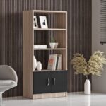 Βιβλιοθήκη ArteLibre EDGWARE Οξιά/Μαύρο Μοριοσανίδα 63.6x37.6x140cm - 1 τεμ.