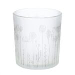 Φανάρι Καταιγίδας Cylindrical "Flower" Λουλουδάτο Design Γυάλινο Λευκό PU 18 H. cm D. 7 cm - 1 τεμ. - Image 5