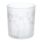 Φανάρι Καταιγίδας Cylindrical "Flower" Λουλουδάτο Design Γυάλινο Λευκό PU 18 H. cm D. 7 cm - 1 τεμ.