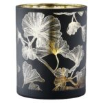 Φανάρι Καταιγίδας Cylindrical "Ginkgo" Ginkgo Motif Γυάλινο Μαύρο PU 18 H. cm D. 7 cm - 1 τεμ. - Image 6