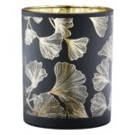 Φανάρι Καταιγίδας Cylindrical "Ginkgo" Ginkgo Motif Γυάλινο Μαύρο PU 18 H. cm D. 7 cm - 1 τεμ. - Image 4