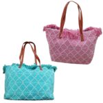Τσάντα Παραλίας Cotton με Ρόμβους 50x35x14cm SummerTiempo 623139 - 1 τεμ.