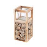 Ανεμοφωτιστικό 'Catasta' Γυαλί/Ξύλο Εκρού 14x14x30cm - 1 τεμ.