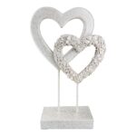 Ανάγλυφο Σταντ Καρδιά 'Flower Heart' Λουλουδένιο Σχέδιο Πολυρεζίνη Ασημί/Λευκό 6.5x14.5x24cm - 1 τεμ. - Image 2