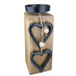 Κηροπήγιο 'Hangin Heart' Μοτίβο Καρδιά Ξύλο Εκρού 8x8x22cm - 1 τεμ.