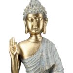 Φιγούρα Buddha Συνθετική Ρητίνη Γκρι Χρυσό Χρώμα 16X8X25Cm 16X8X25Cm - 1 τεμ. - Image 4