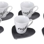Κούπα 6cl 'Cafe' Με Πιατάκια Καρδιές Λευκό/Μαύρο Κεραμικό Σετ 12Τμχ - 1 τεμ.