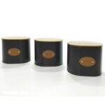 Δοχεία μαύρο/γκρι μέταλλο/ξύλο 15x11x13cm Σε 3 Σχέδια - 1 τεμ.