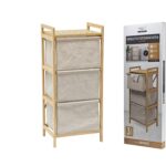 Συρταριέρα μπεζ/ξύλο ύφασμα/μπαμπού 44x33x96cm - 1 τεμ.