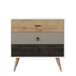 Συρταριέρα ArteLibre KIMOLOS Λευκό/Φυσικό/Καφέ 80x40x79cm - 1 τεμ. - Image 3