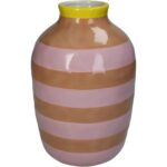 Βάζο ArteLibre Με Ρίγες Ροζ Δολομίτης 17.6x17.6x26.4cm - 1 τεμ.